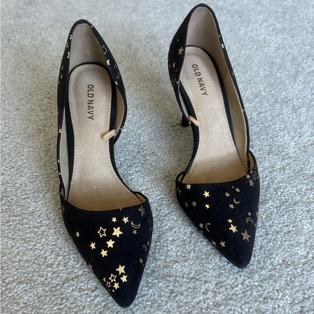 Stars and moons black heels